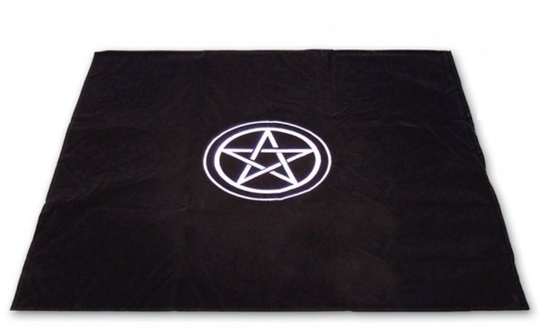 Tapete De Tarot o Ritual Negro Símbolo Pentagrama 80x80cm.