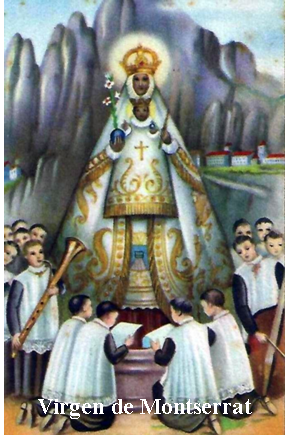 Estampa Virgen Montserrat con Oración.