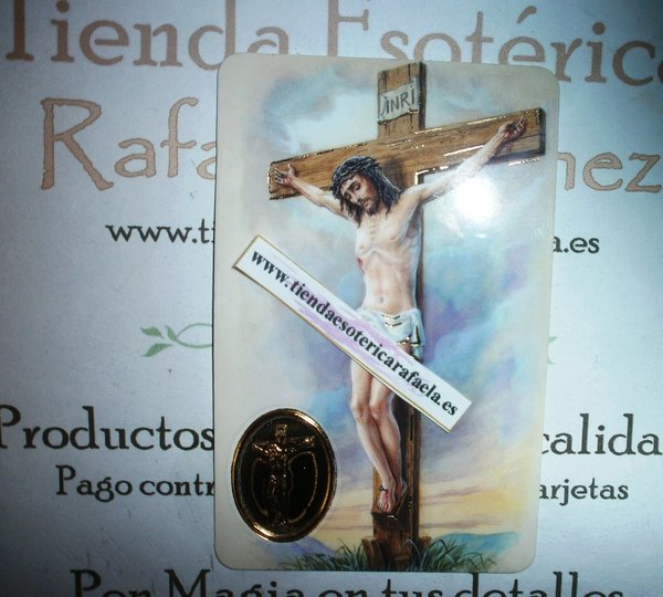 Estampa con Medalla y Oración Cristo Crucificado