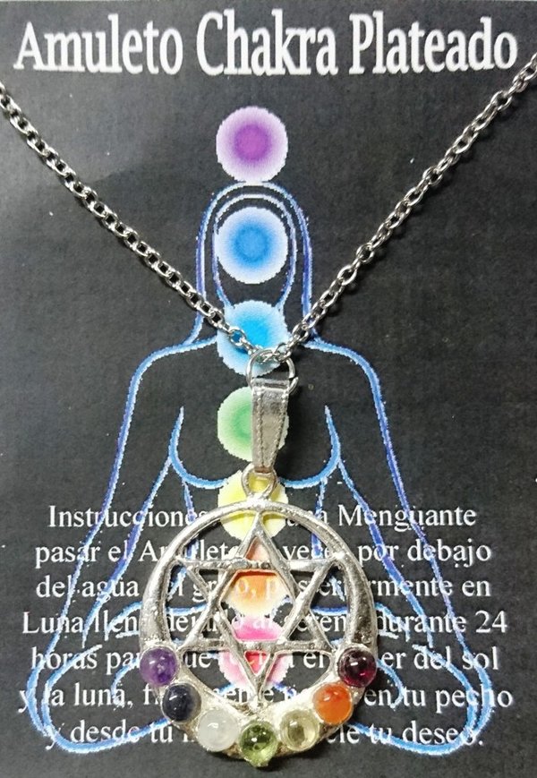 Amuleto Artesano Metal Plateado Estrella con Luna