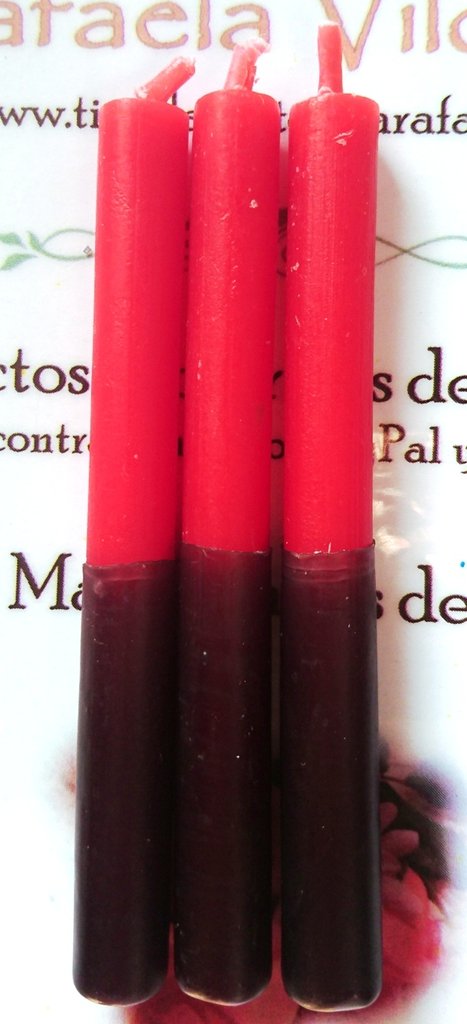 Vela Esotérica Negra-Roja. Pequeña 11cm