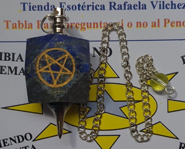 Péndulo Mineral Lapislázuli con Pentagrama