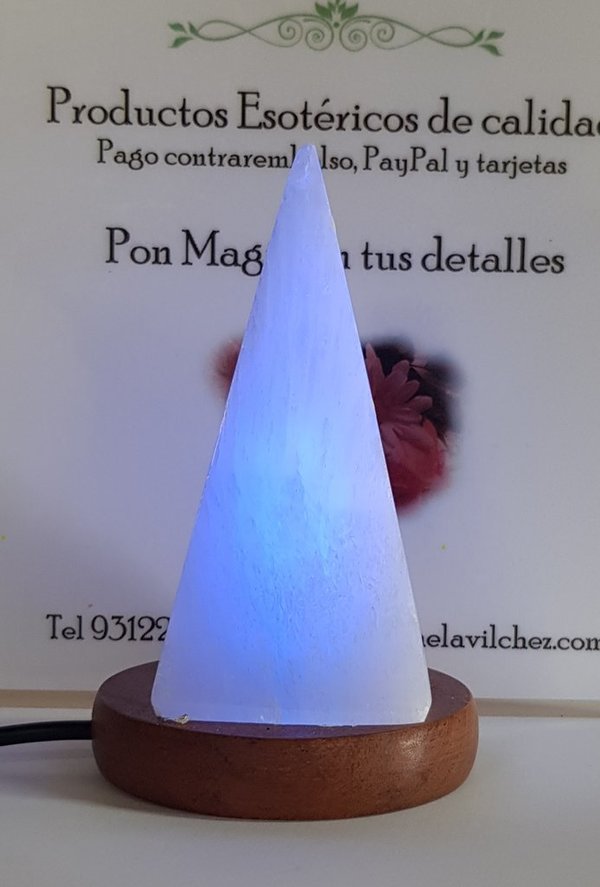 Lámpara Pirámide de Selenita USB 10 a 14cm