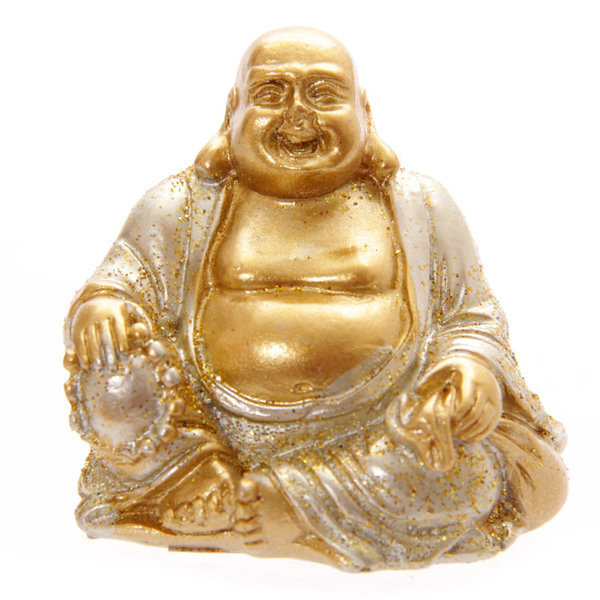 Figura Buda Mini 4cm. Túnica Plateada