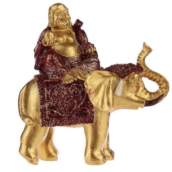 Buda de la Suerte Rojo con Elefante