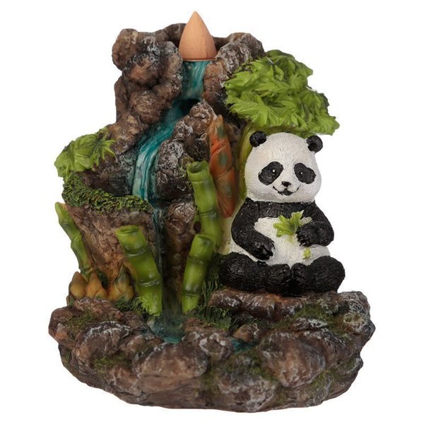 Quemador de Incienso en Cono de Reflujo Oso Panda en Cascada