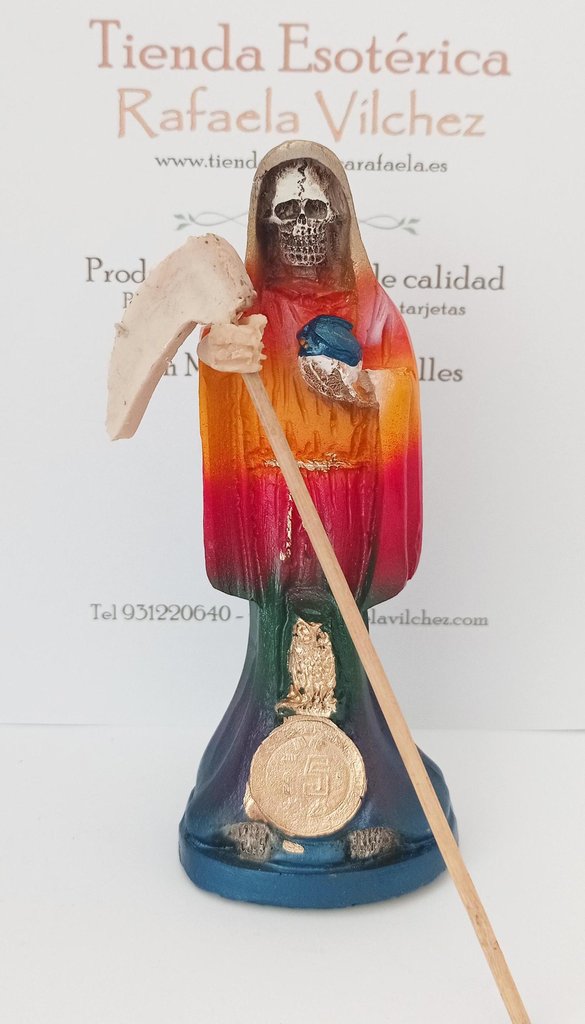 Figura Artesana Santa Muerte 7 Colores con Cabeza Dorada 15cm