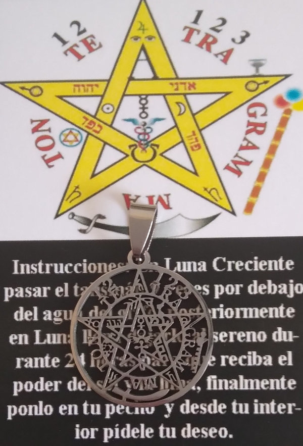 Talismán Artesano De Acero Inoxidable, Medalla Calada Tetragrámaton. 2,7 Diámetro