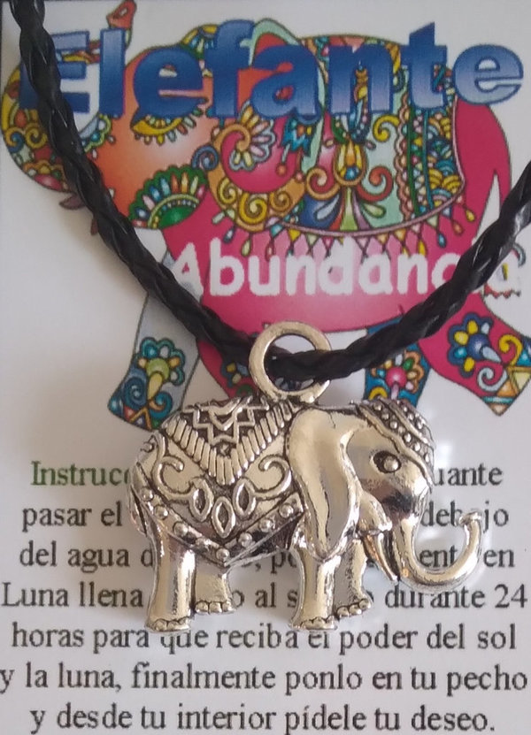 Talismán Artesano Grande Elefante. 2.9 x 3.3 cm con Cordón.