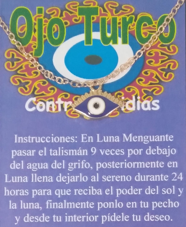 Amuleto Talismán Ojo Turco, Contra envidias y Mal de Ojo.