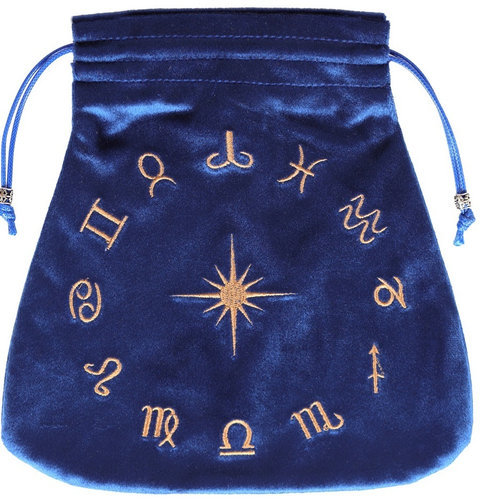 Bolsa de Tarot Grande Azul Signos Astrológicos. 21cm X 21cm.
